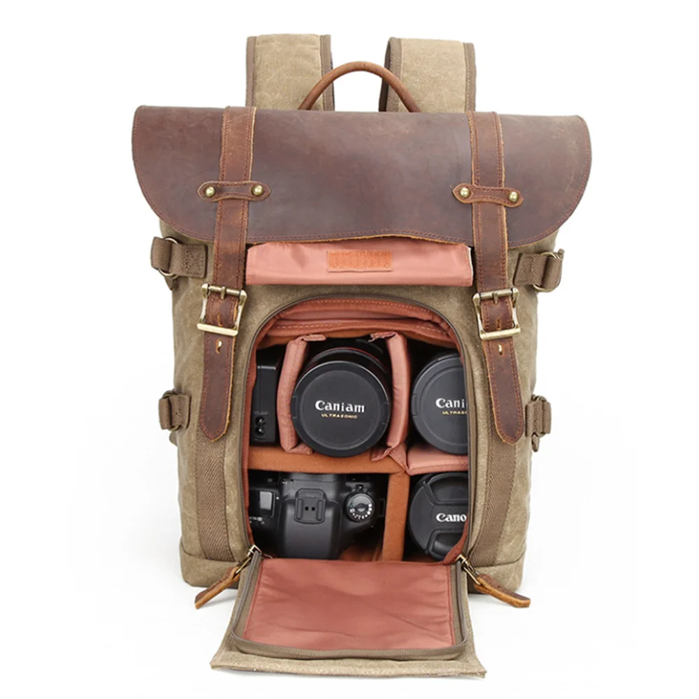 Waterproof Big Capacity  Leather Canvas  Laptop Backpack Made in China