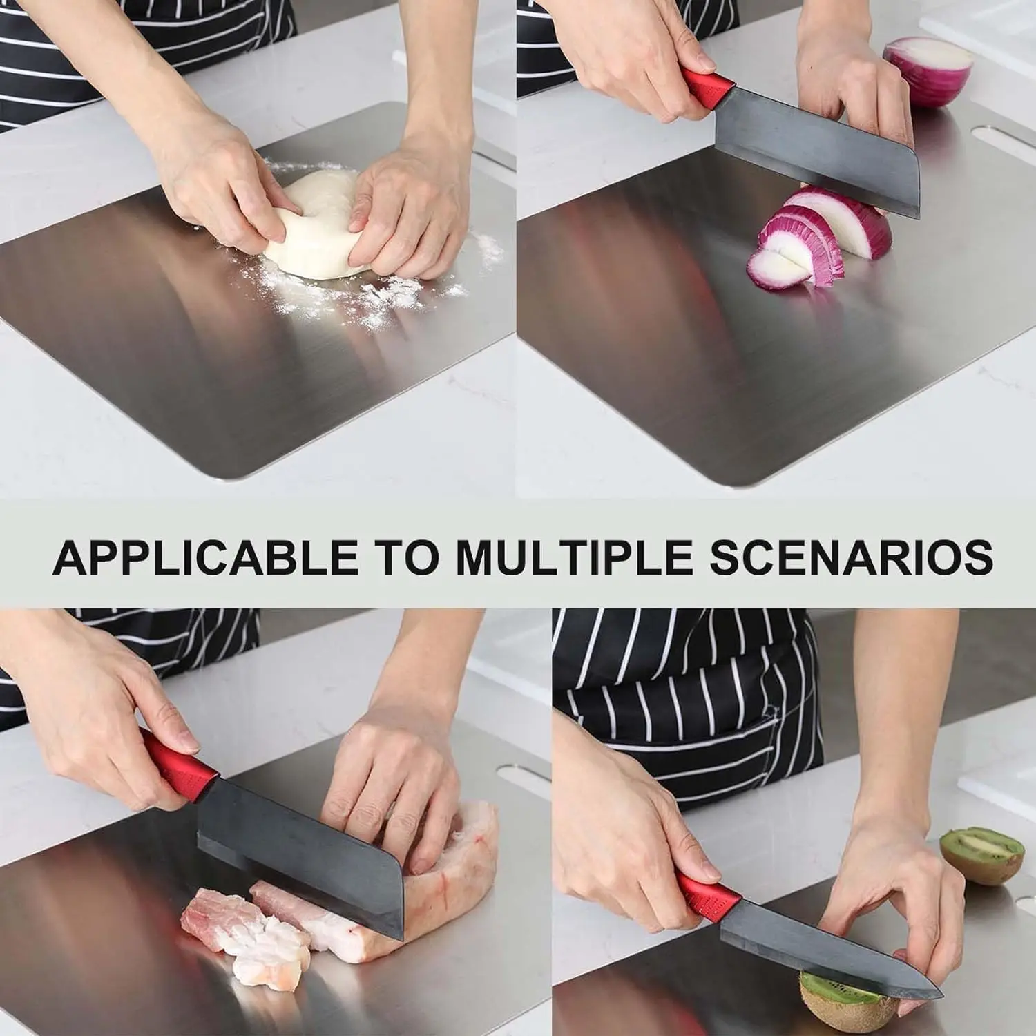 TRES food-grade non porous with handle double-sided 201/304/316 stainless steel meat cutting boards for the kitchen
