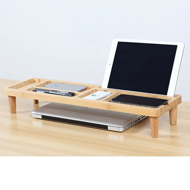 Computer Holder Bamboo desk organizer desktop keyboard organizer home office organizer