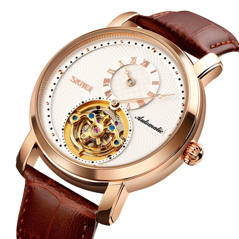 Custom Skmei 9240 Luxury Skeleton Watch Hollow Mechanical Wrist Waterproof Men Automatic Watches