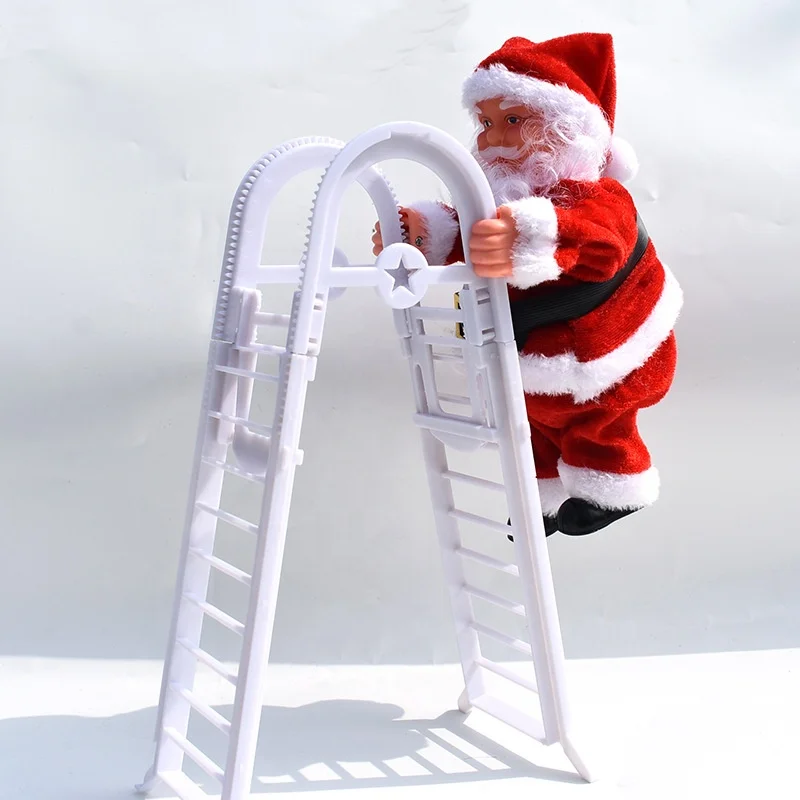 Toy Kids Novelty Plush Electric Cartoon Figure Christmas Gifts Ladder Climbing Santa Claus