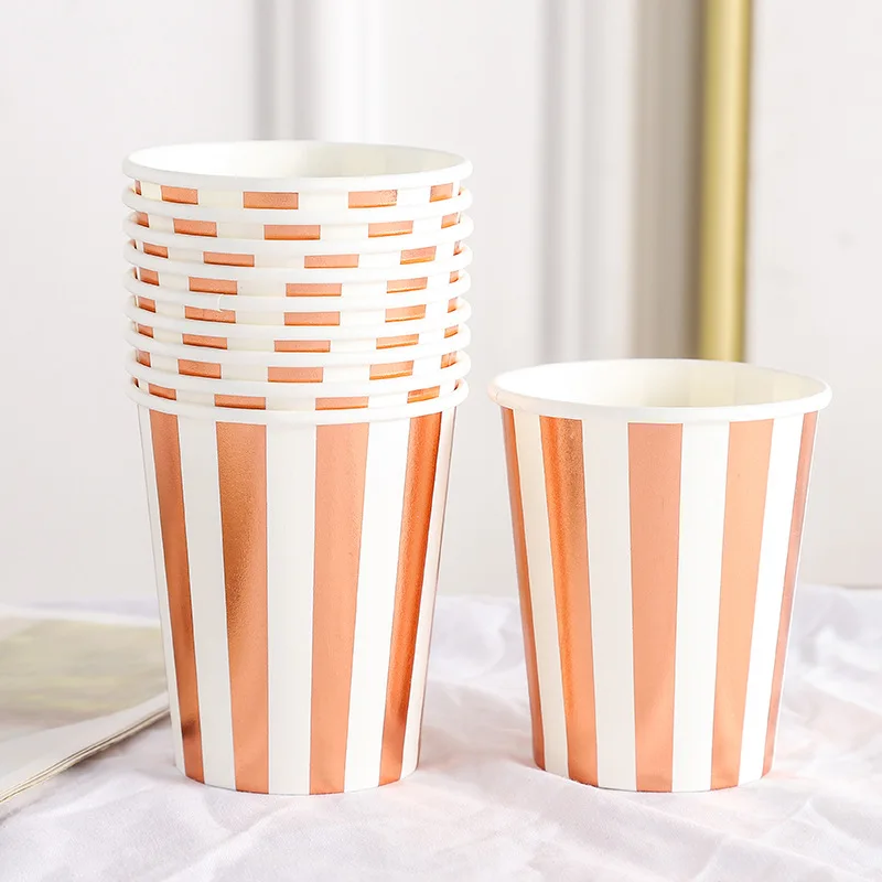 
High Quality Bronzing Stripes Insulated Disposable Paper Cup Coffee Cup 