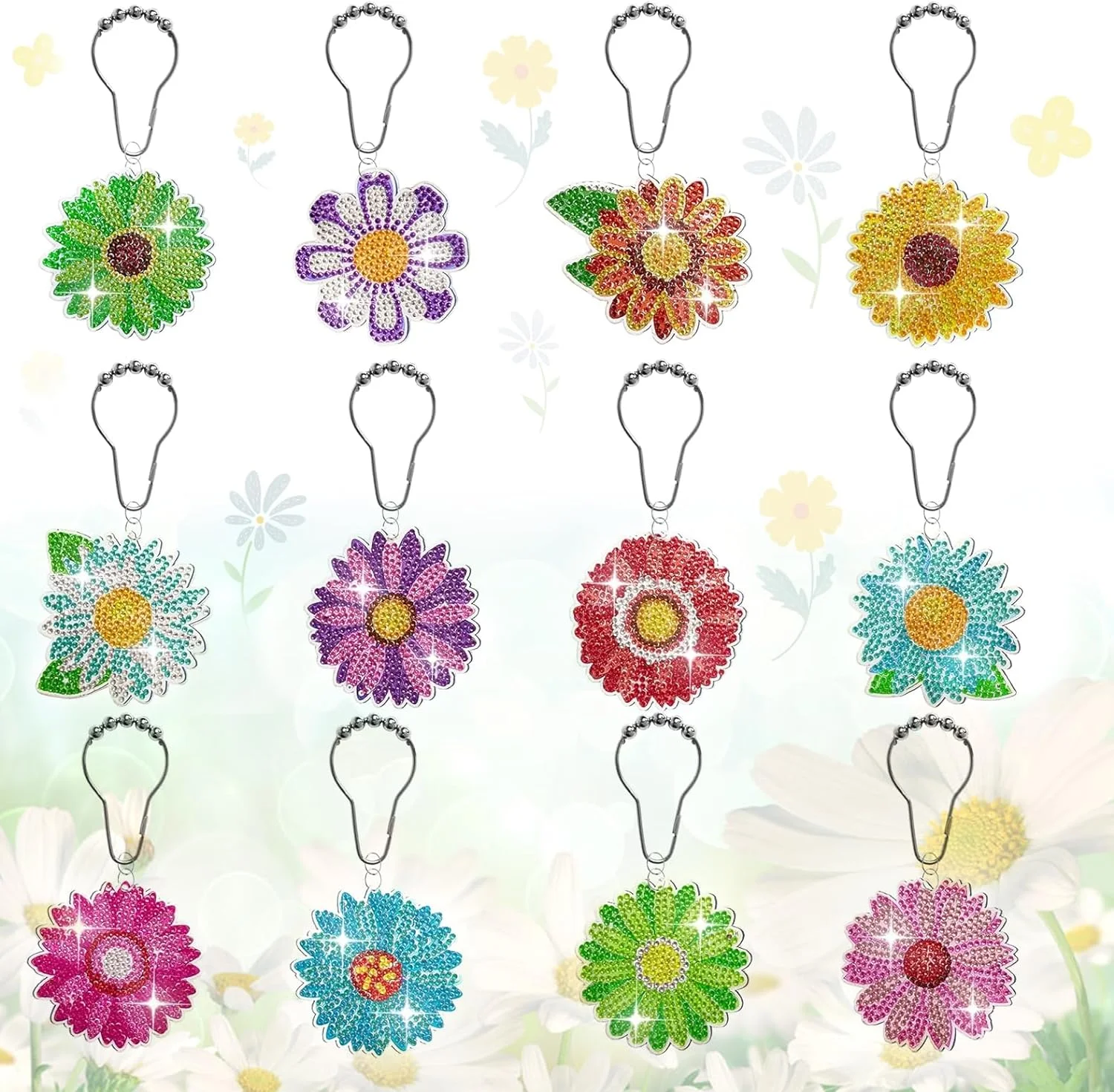 12PCS DIY Diamond Painting Butterfly Shower Curtain Hooks Rings Diamond Art DIY Kits Painting for Adults Kids