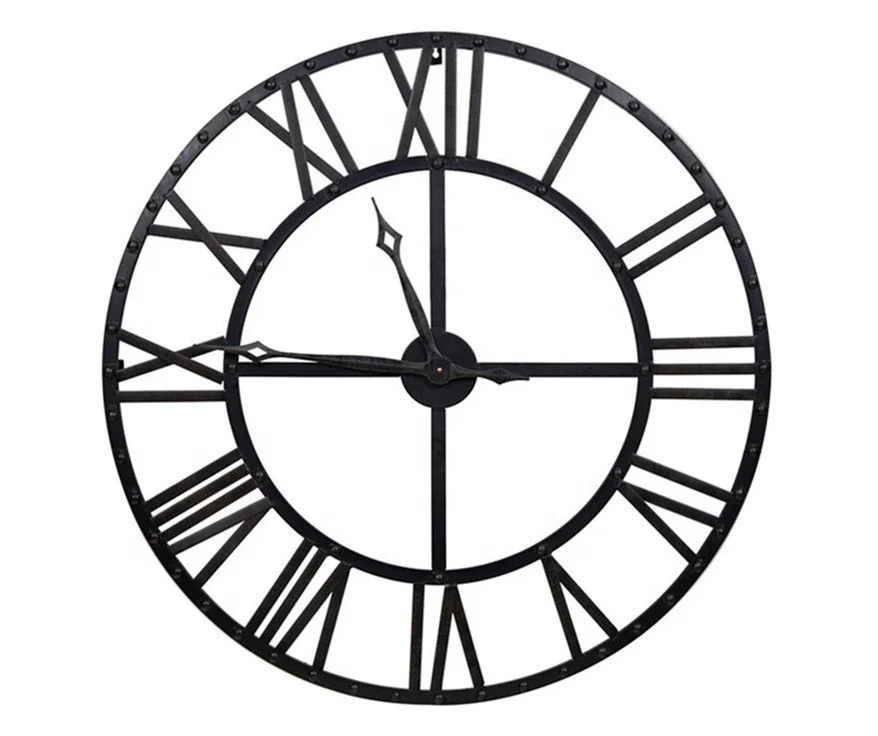 Oversized Hall and Courtyard Skeleton Retro Silent Non-ticking Industrial Big Size Giant Decorative Wall Clock