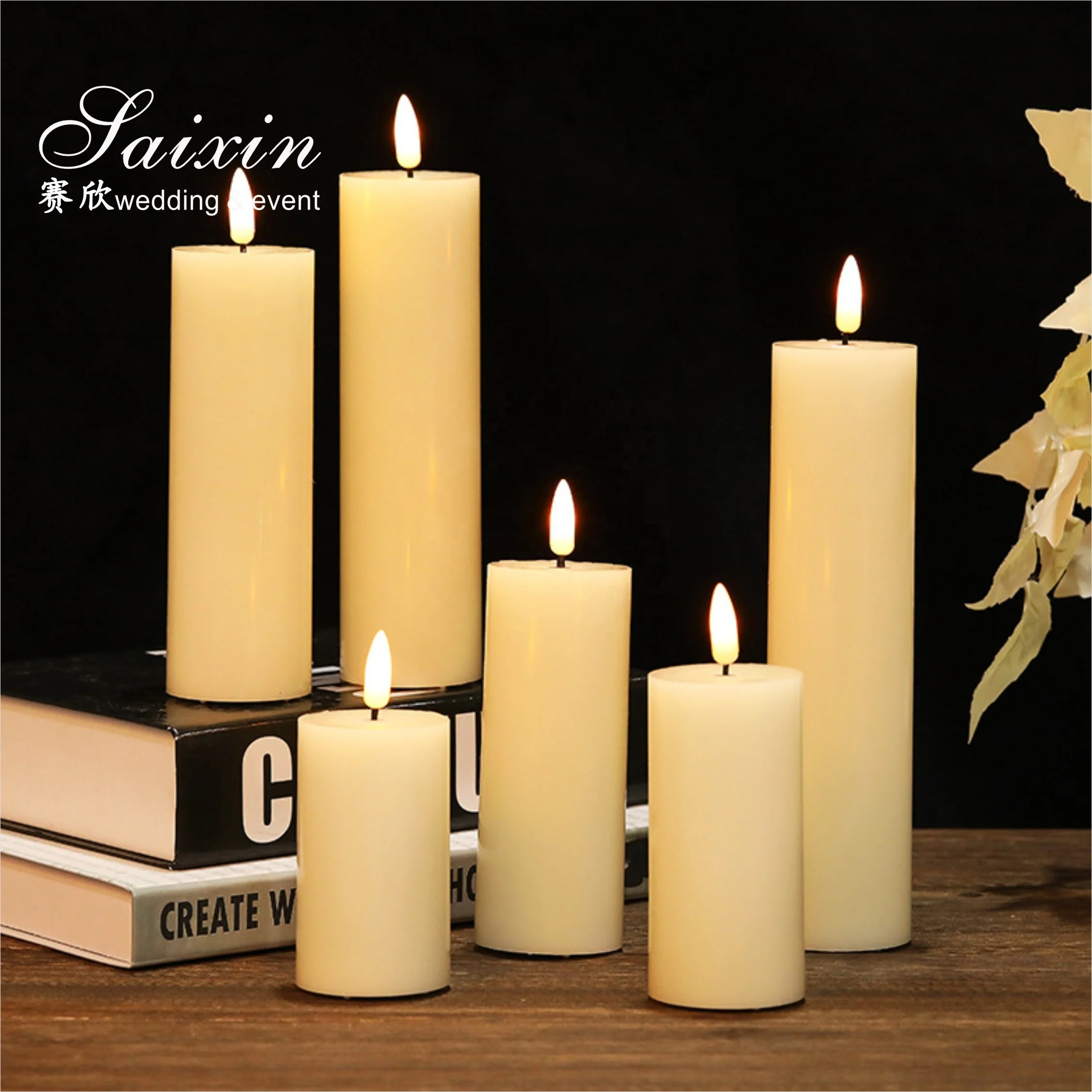 Hot Sale LED Candles Wedding Party Table Decoration Battery Remote Control Cylindrical LED Candles