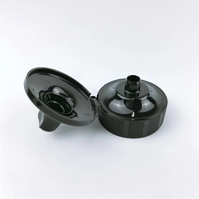 38-400 Black Plastic Flip Top Cap For Squeeze Sauce Bottle Cap With Silicone Valve