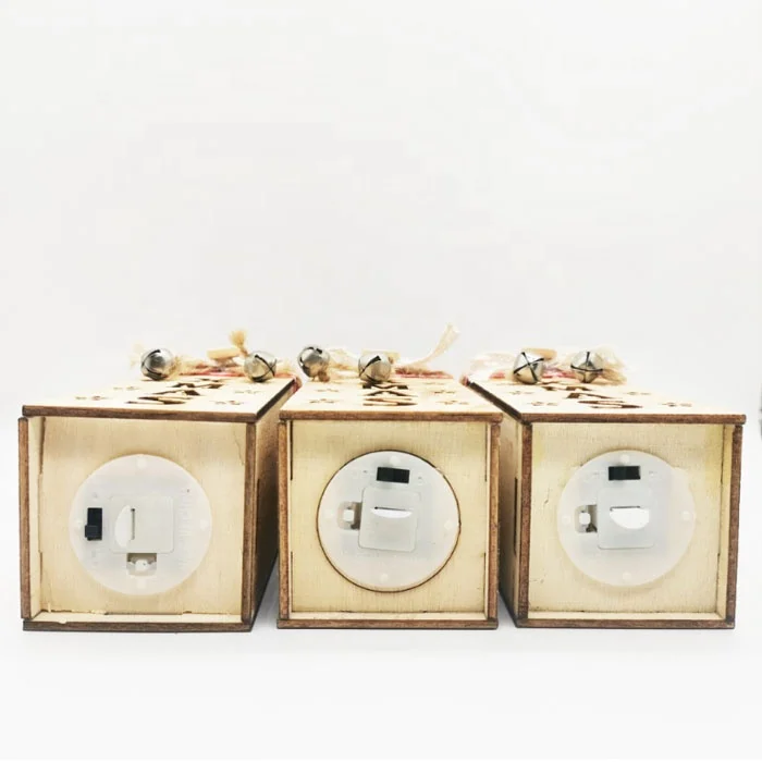 Hot Selling Wholesale Christmas LED Luminous Santa Snowman Elk Wooden Light Ornaments Gift Basket