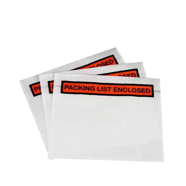 Self-adhesive security printed packsedel plastic invoice packing list envelope for document slip