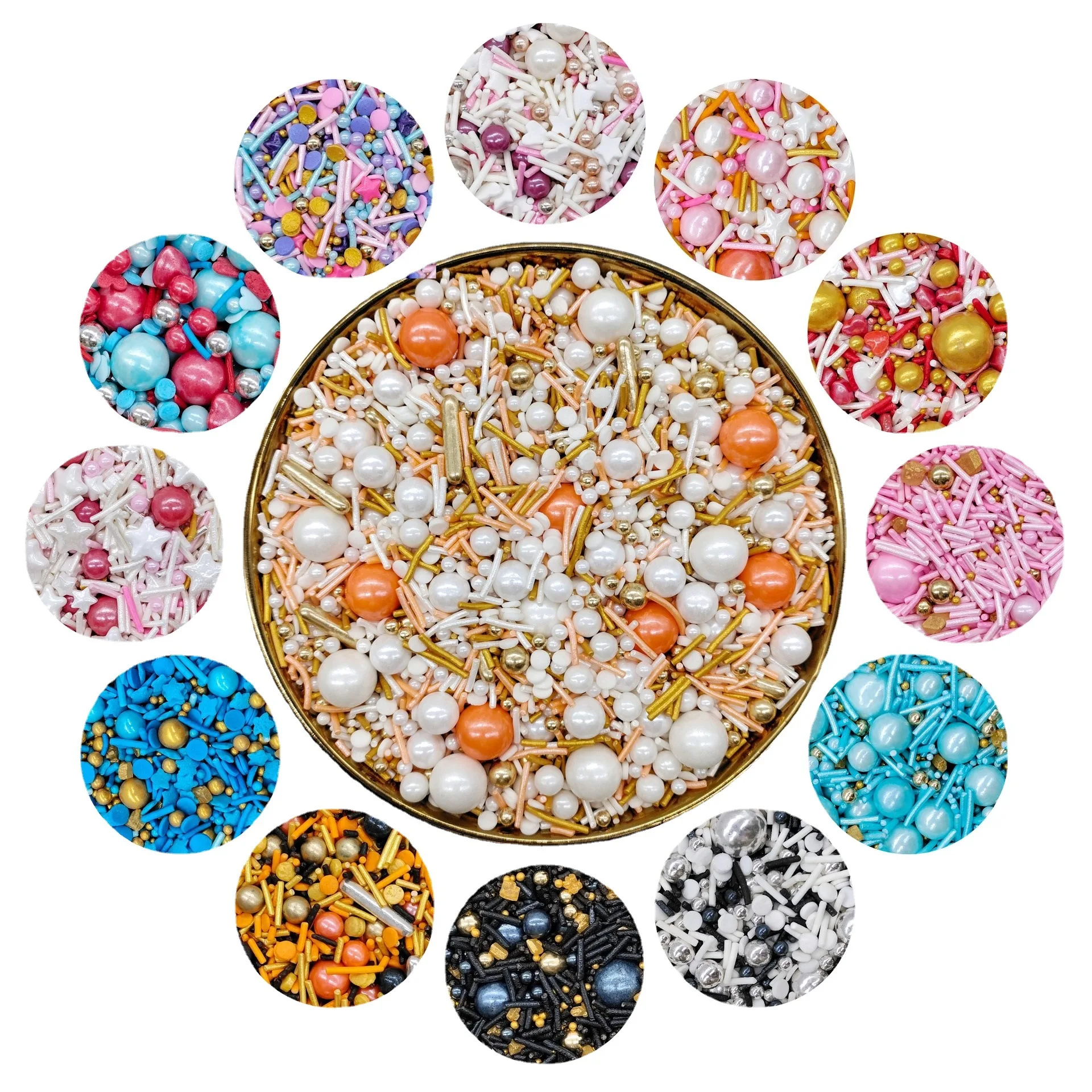 30g 80g 100g 120g  500g Colorful Bulk Sprinkles Edible Sugar Beads For Cake Decorations