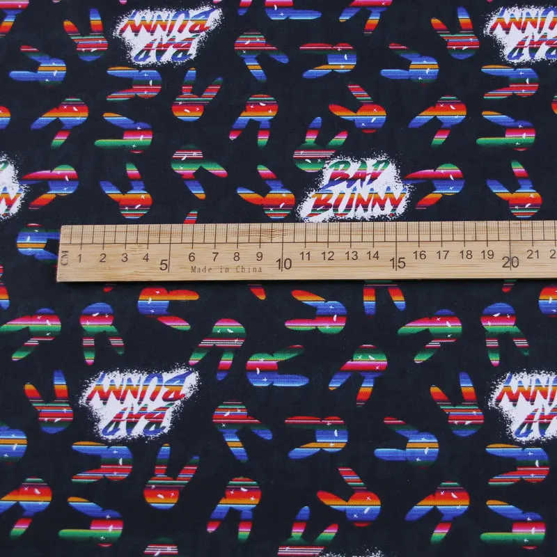 black color Twill bad bunny Prints Quilt Fabric Printed 100% Cotton fabric