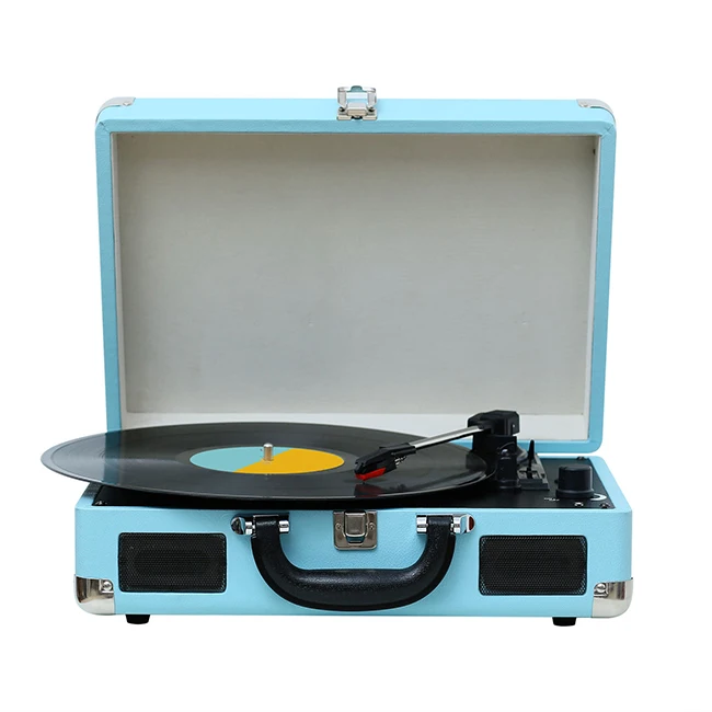 Nisoul Multiple Wireless USB Modern Retro Gramophone Portable Briefcase Vinyl Player Easy Carry Handle Turntable Player