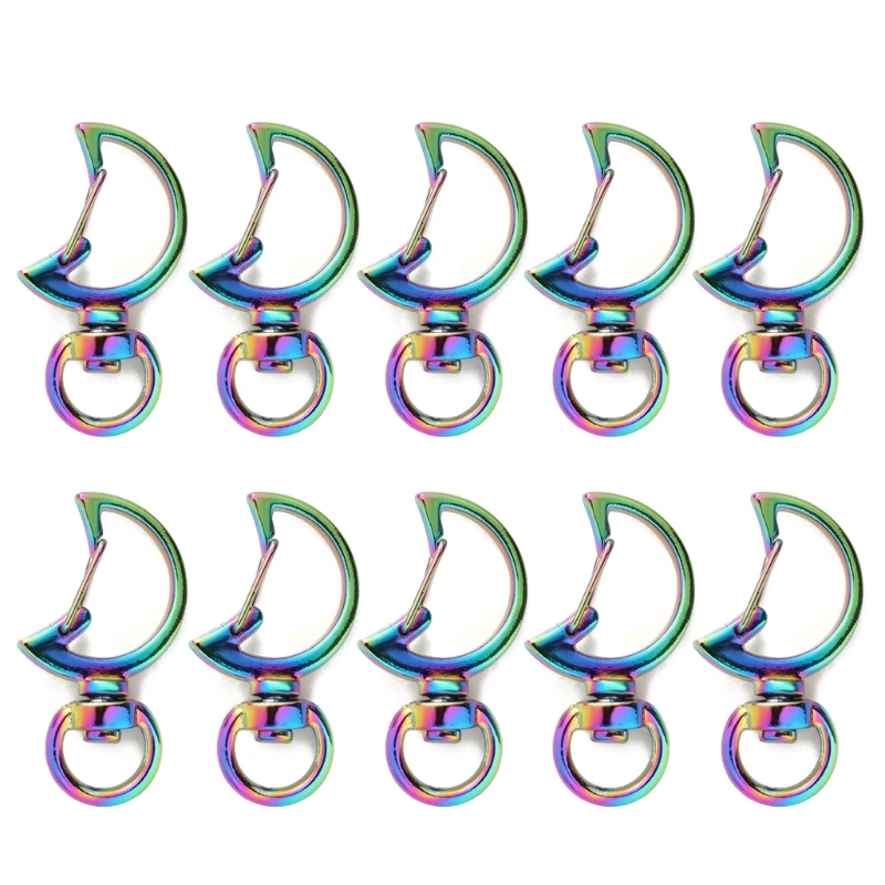 Various Shapes  Metal Snap Hook Key Chain Metal Rainbow Star Heart Cat Moon  Dolphin Key Ring DIY Accessories