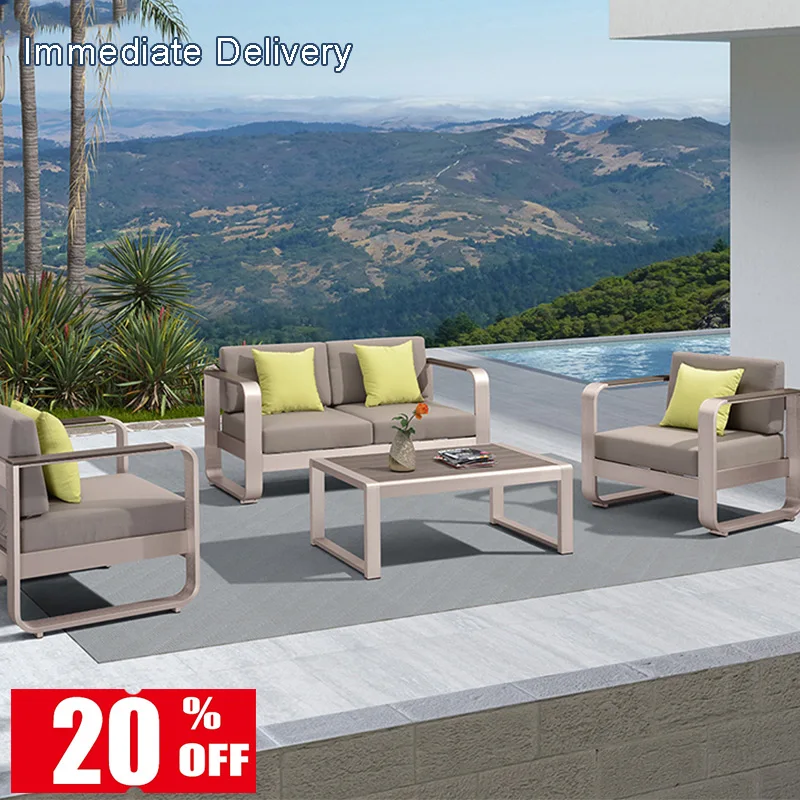 Discount furniture outdoor metal sofa supplier fabric recycled plastic outdoor sofa