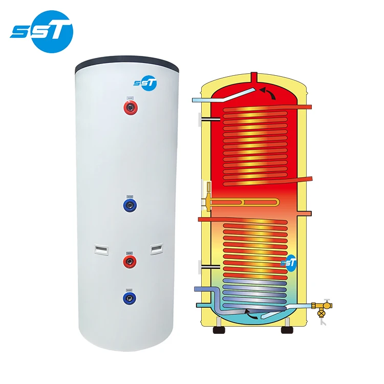 Heat pump freestanding stainless steel 400 liters hot water boiler custom different capacity air source water tank for heat pump