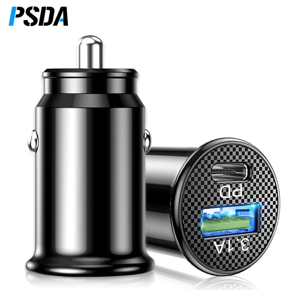 PSDA  Dual Ports USB Car Charger 3.1A Type C PD Charger Fast Charger Charging for Huawei Samsung iphone 14 13 pro max