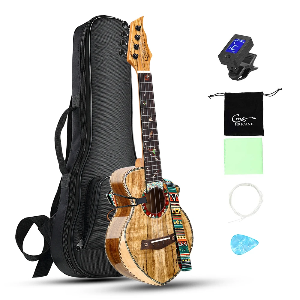 
Hricane concert size Spalted Maple ukulele glossy finished Professional Ukuleles with Gig Bag Strings 