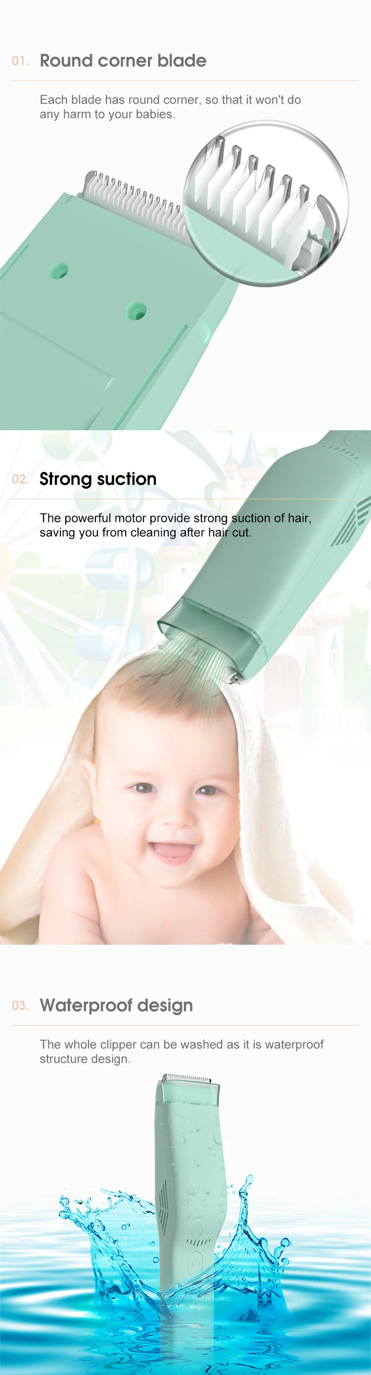 portable electric hair trimmer men/baby hair cutter