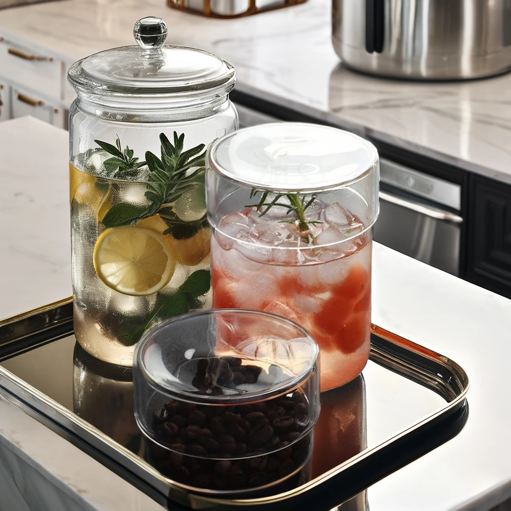 Modern Home Organization Glass Dry Fruits and Cookie Stash Jar Canister Set Kitchen Pantry Storage Glass Jar with Cover