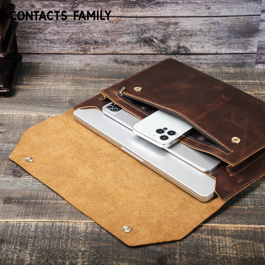 Винтажная кожаная сумка Crazy Horse для ноутбука Macbook Pro 16 дюймов Air m2 m1