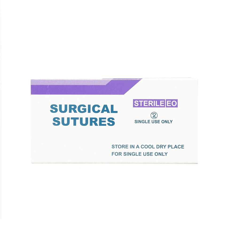 Medical Absorbable Material Disposable Curved Surgical Sutures Thread With Needles