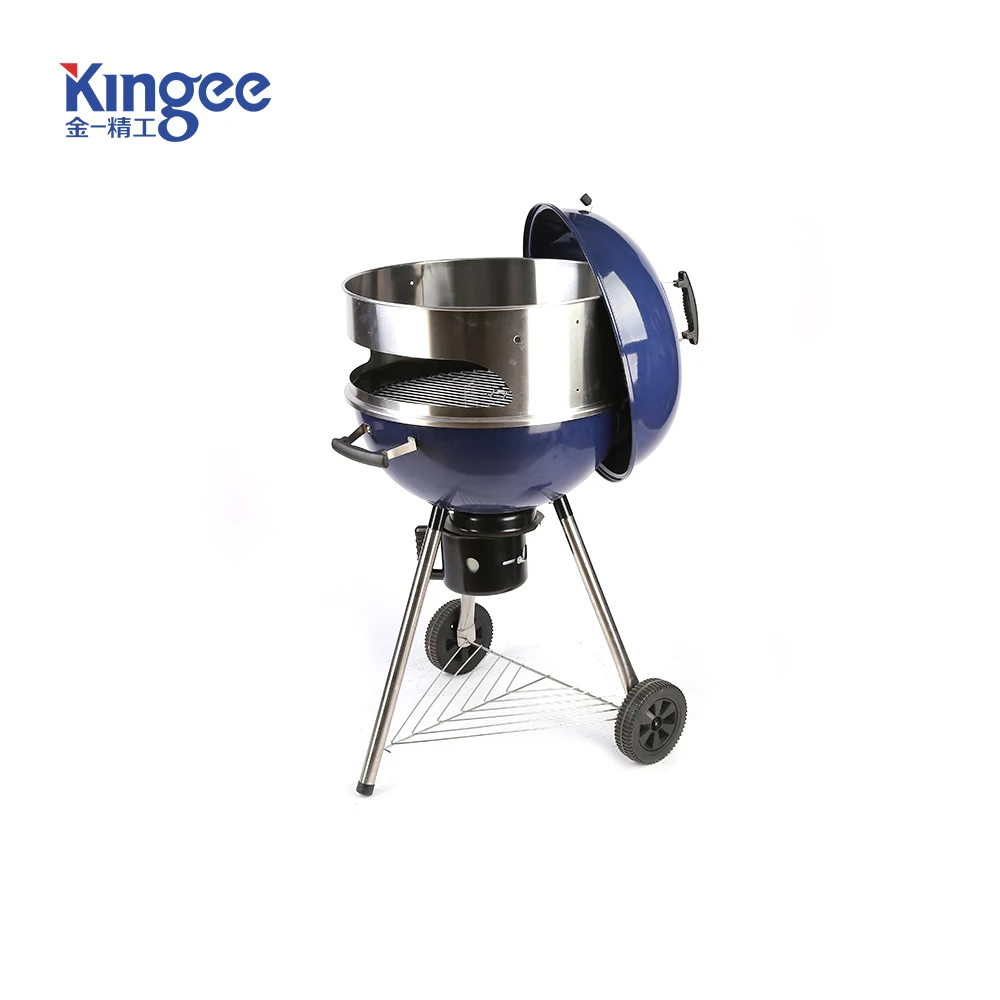 Outdoor Enamel Black Coating 2 In 1 Charcoal Kettle BBQ Grill with Pizza Oven