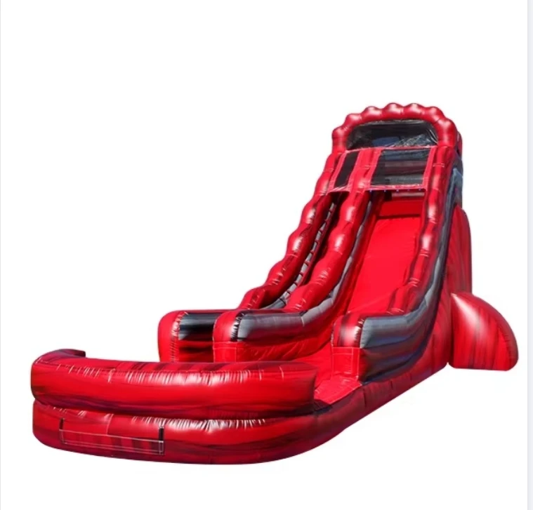 Commercial kids 22ft marble red slide toboggan gonflable waterslide inflatable water slide with pool for sale