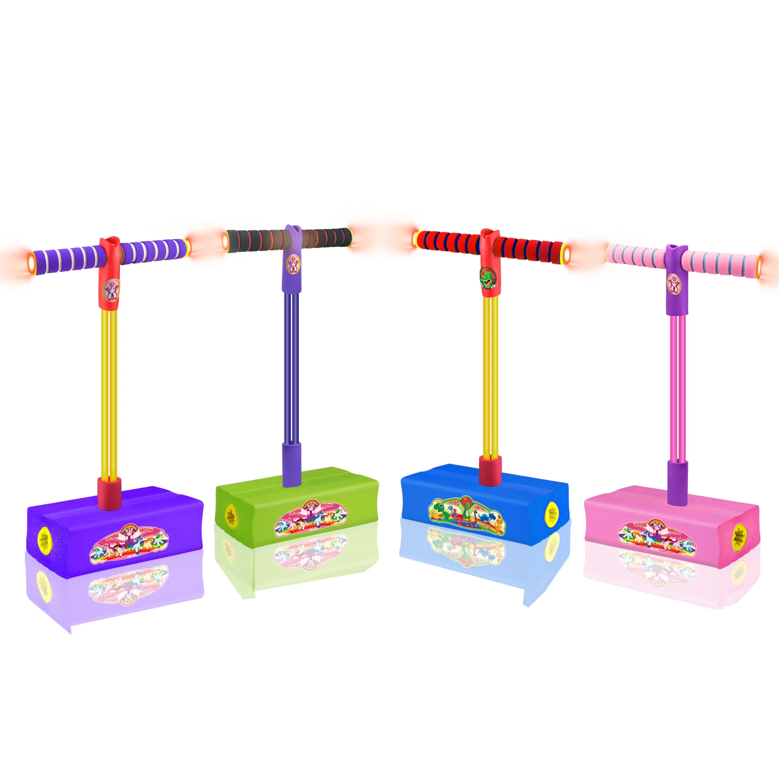 YongnKids Luminous Jump Pogo Stick Fitness Toys Click And Play Foam Pogo Jumper For Kids