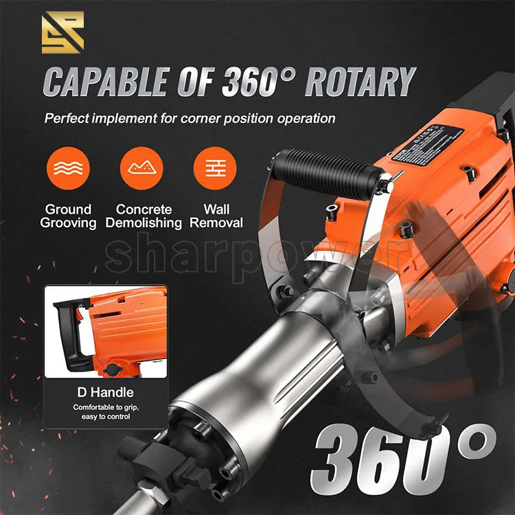 SHARPOWER power tools 65mm concrete electric demolition hammer breaker drill 65a  65   with jack hammer