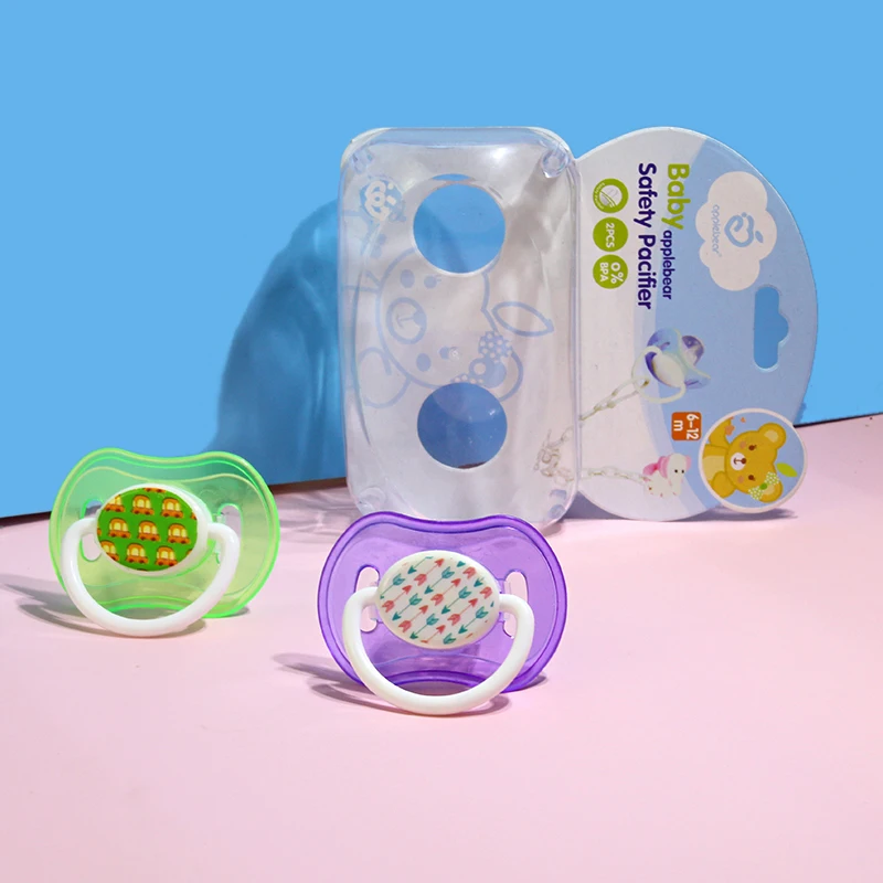 Fashion Cartoon Orthodontic Silica Gel Pacifier Teat with PP Handle Flat Nipple