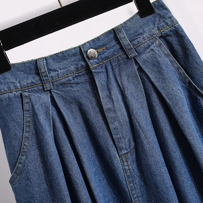 Long Denim Skirt Women Vintage High Waist Patchwork Pencil Long Jean Skirt Side Split Denim Skirt