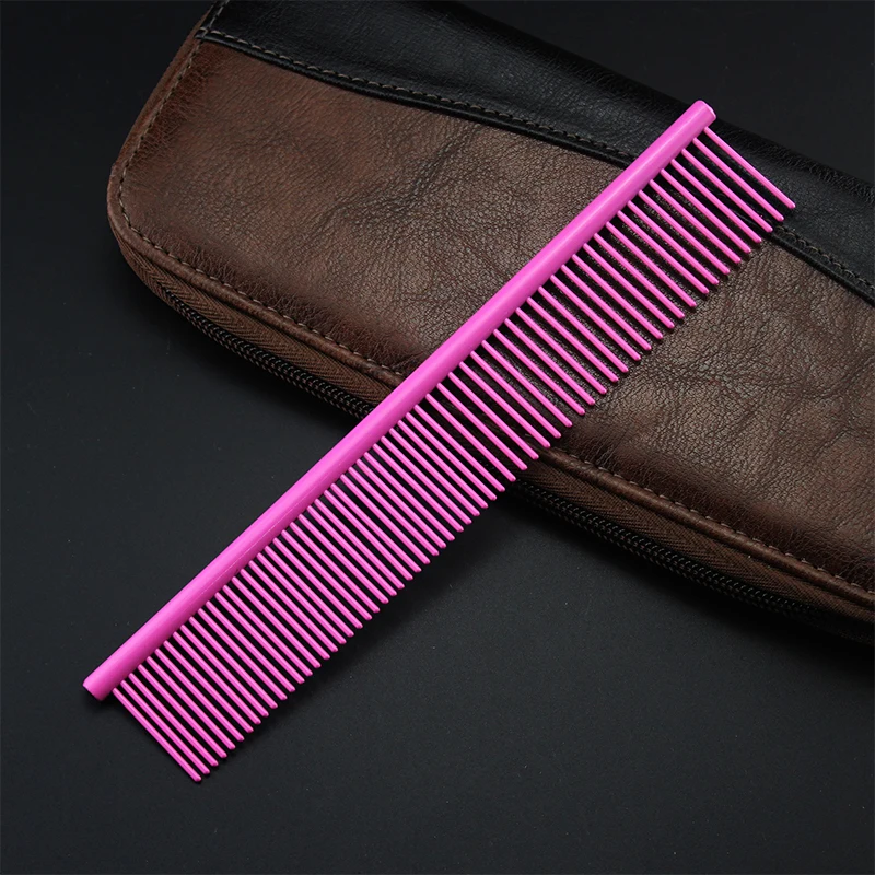 Pet Stainless Steel Density Row Comb Sparse Dense Teeth Paint Plating Colorful Rose Red For Small Medium Large Cats And Dogs