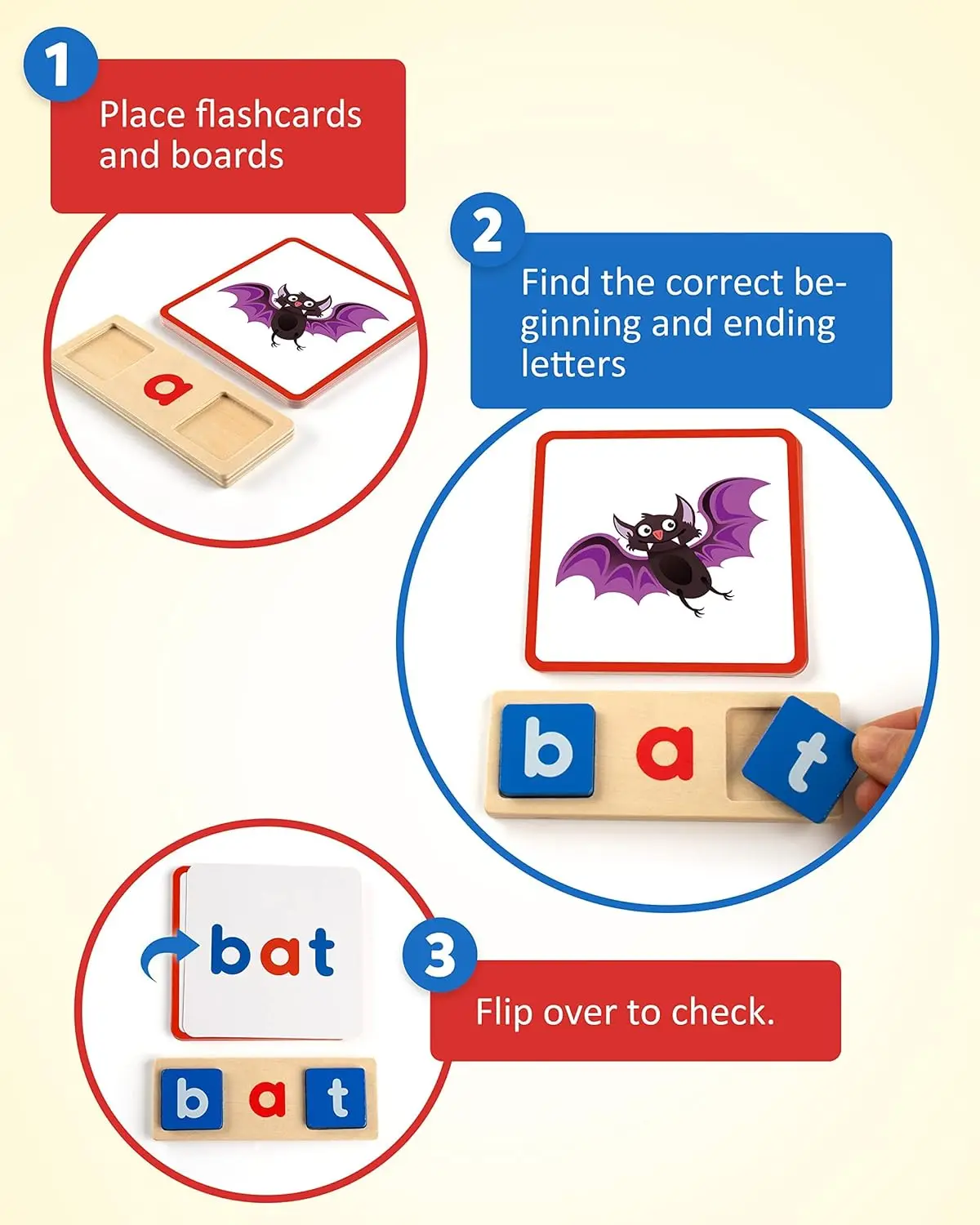 Wooden Short Vowel Reading Letters Sorting Spelling Games Site CVC Words Learning Flashcards Alphabet Puzzle