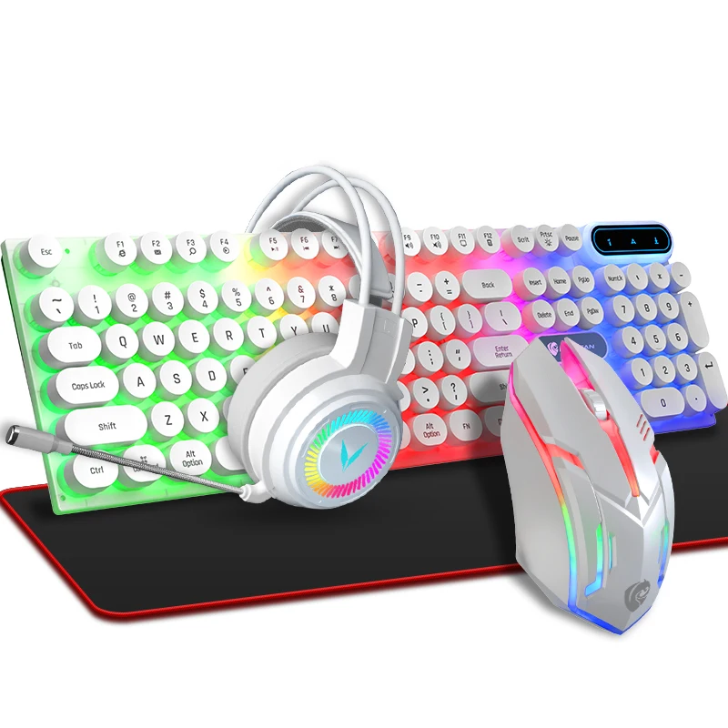 Игровой Комплект 4 в 1, USB-клавиатура и мышь со светодиодной RGB Подсветкой