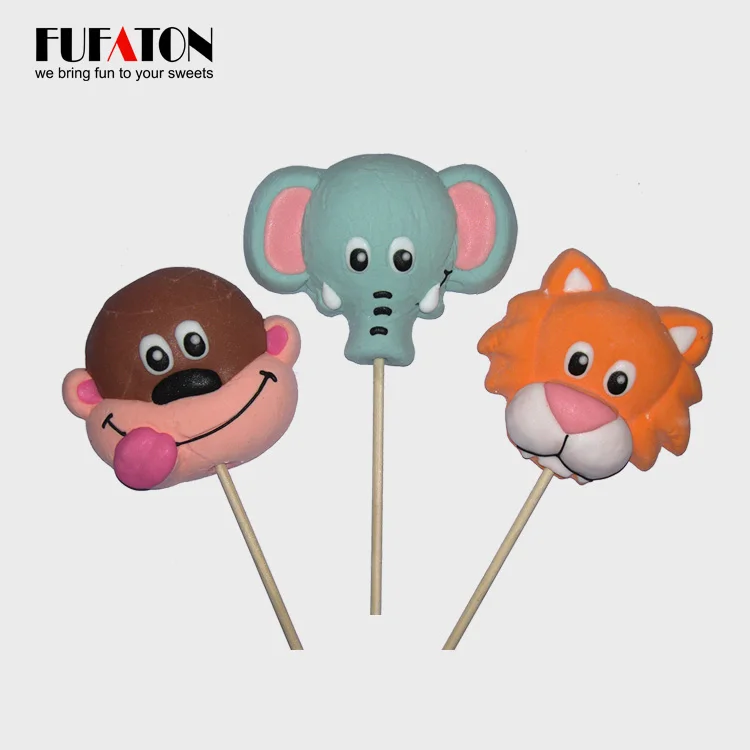 
Hot sell handmade safari forest animal marshmallow lollipops candy 