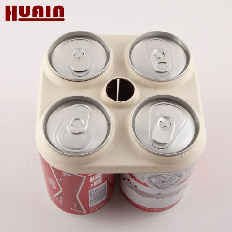 Fiber Packaging Paper Beer Can Holder Biodegradable Bottle Carrier 4 Packs