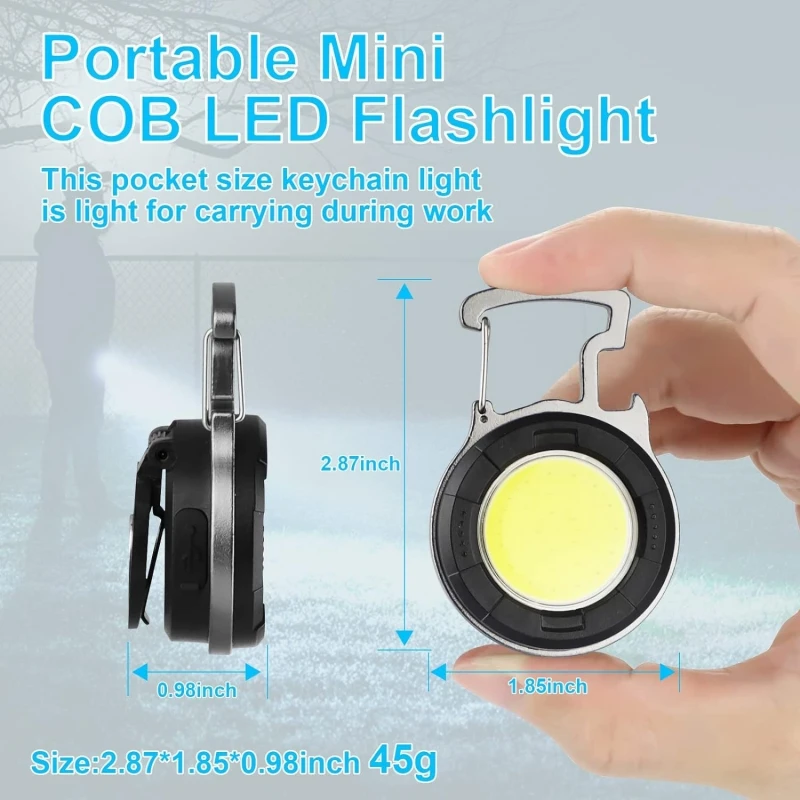 4 Modes Portable USB Rechargeable COB Torch White Red LED Mini Keychain Flashlight Magnet Camping Emergency Work Light