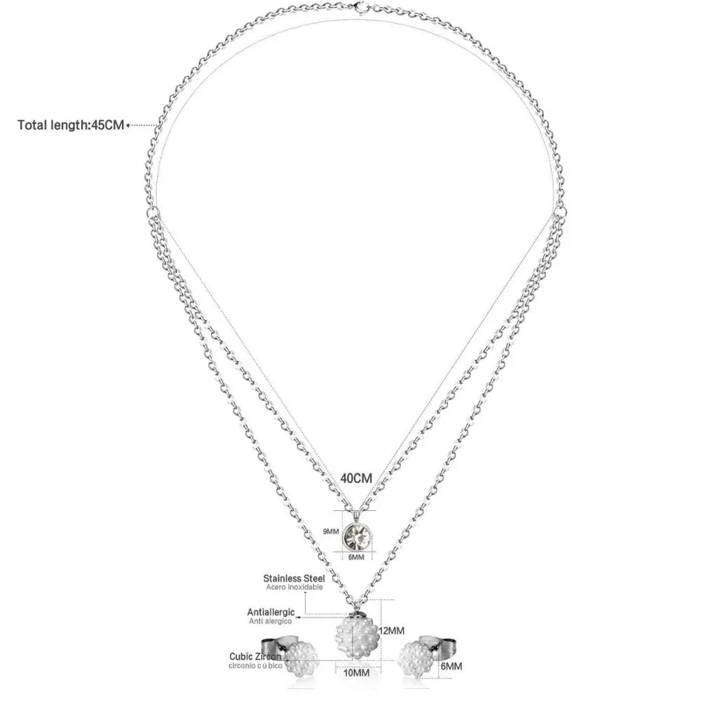 Double Necklace Earring Zircon Wedding Bridal Dubai African jewelries sets for womens body jewelries