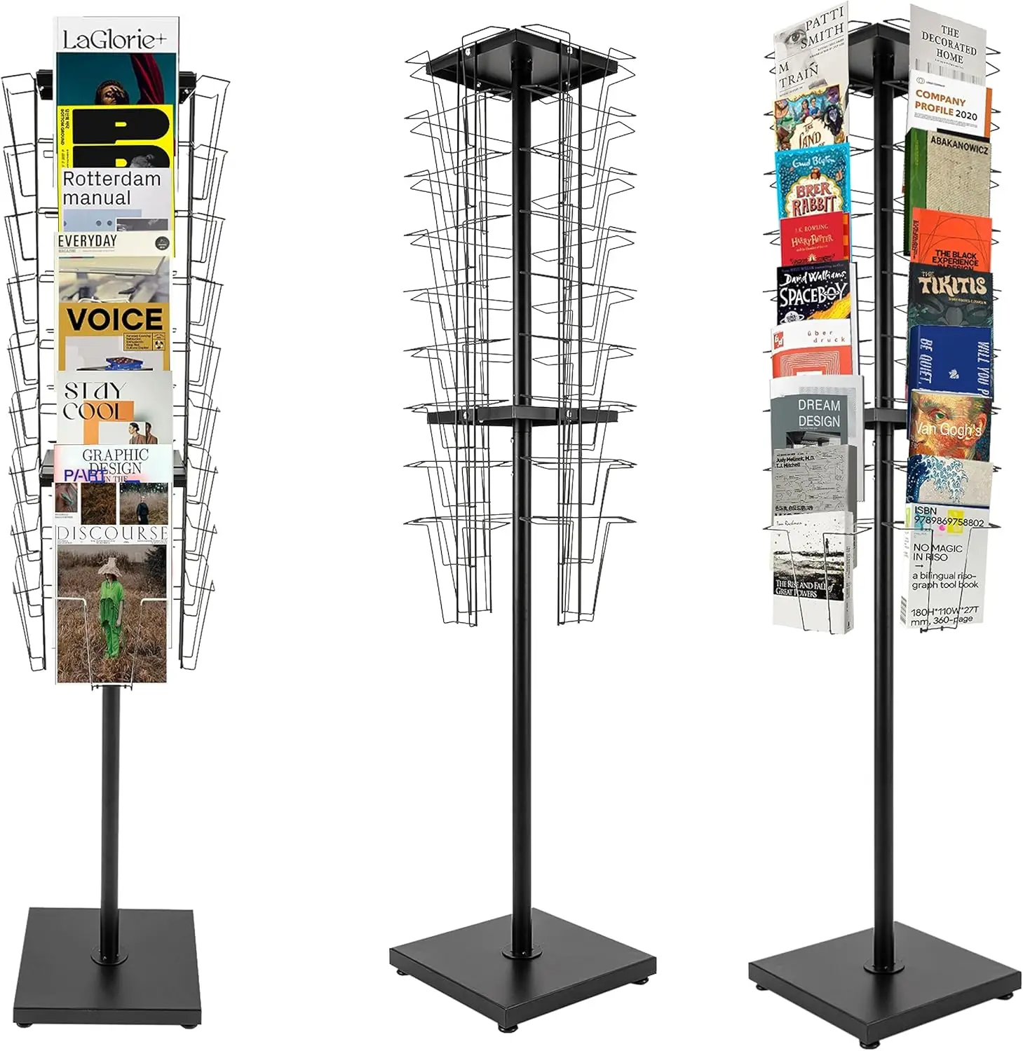 36 Metal Wire Pockets Floor Standing Magazine Display Rack