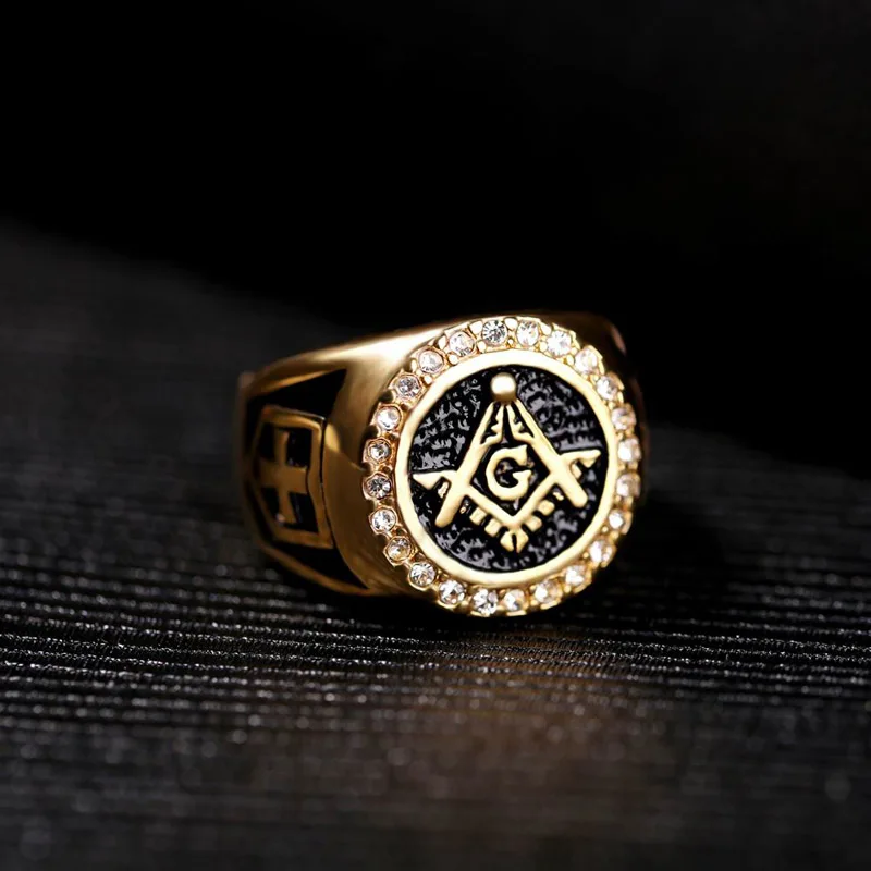 Classic Masonic Ring Stainless Steel Freemasonry Compass Masonic Motor Biker Ring Mens Women Ring Wholesale