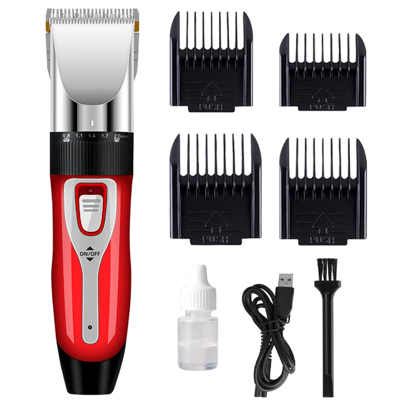 Professional Hai Clipper Rechargeable  Men Electric Hair Cutting Ceramic Blade Low Noise Beard Trimmer
