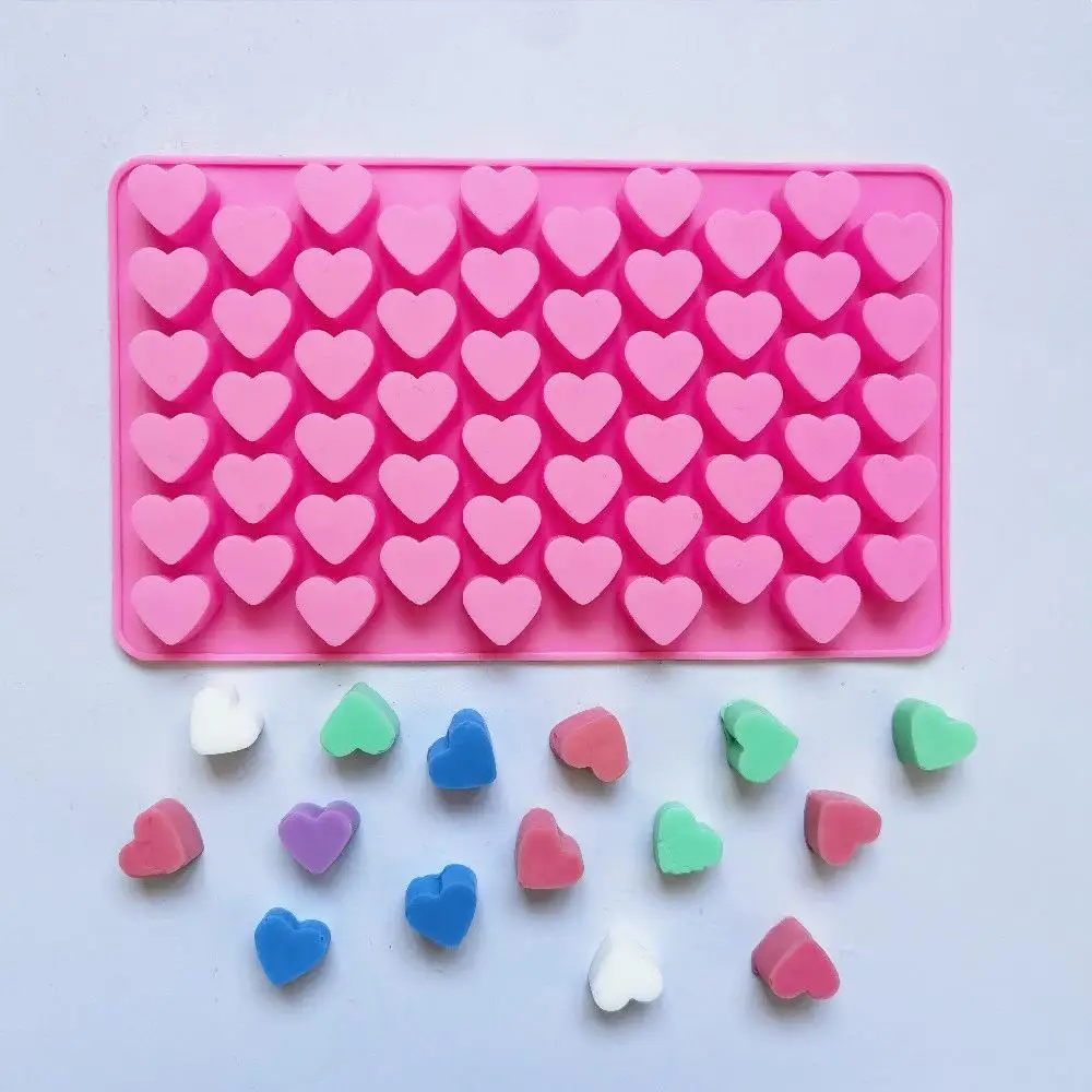 55 Heart Sweet Moulds Mini Candy Molds Love Heart Mold Silicone Moulds For Chocolate Soap Ice Cube Tray Jelly Melts Gummy Diy