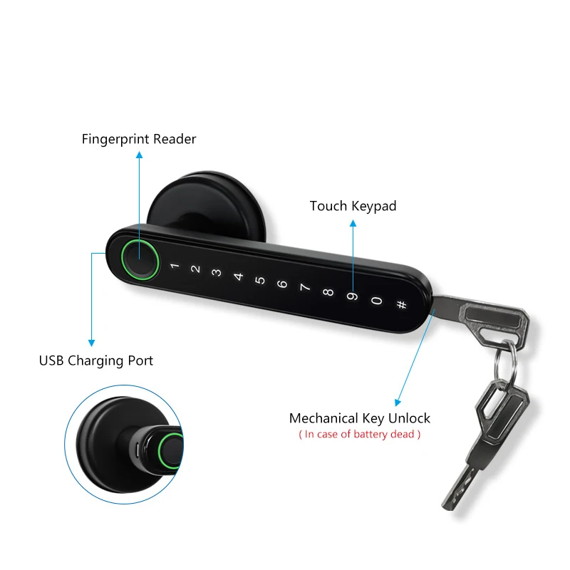 WiFi  APP wireless electric Fingerprint Handle deadbolt lock smart door lock