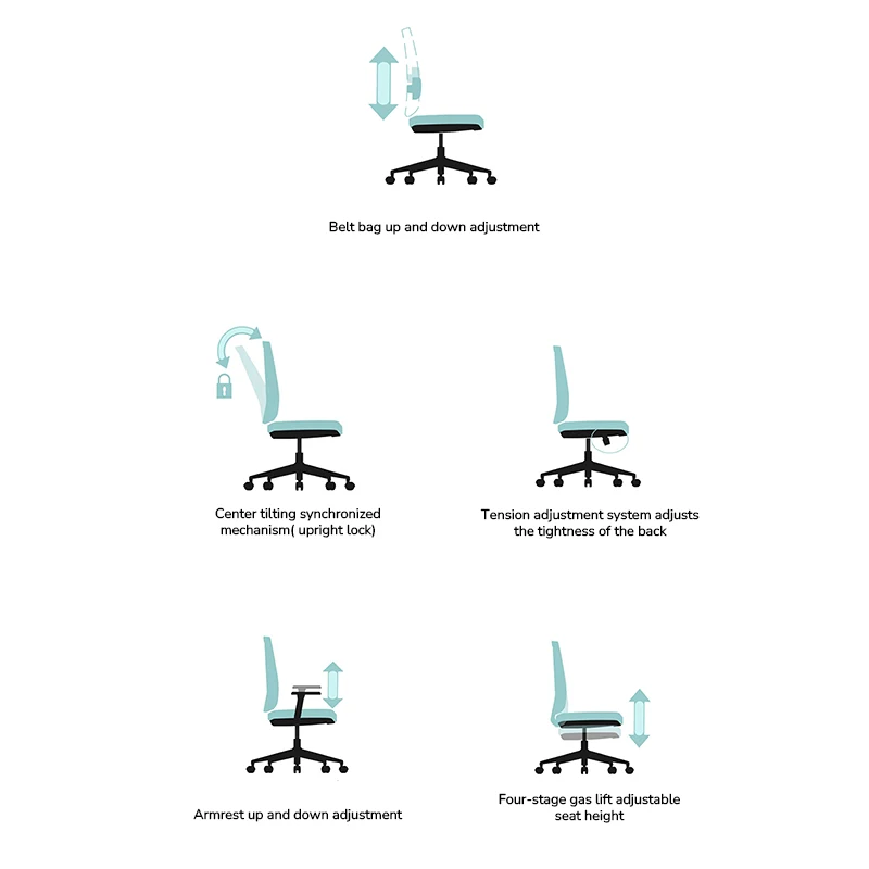 Ultimate Comfort Home Office Chair Adjustable Mesh and Fabric Swivel Style for Long Hours with Metal Material
