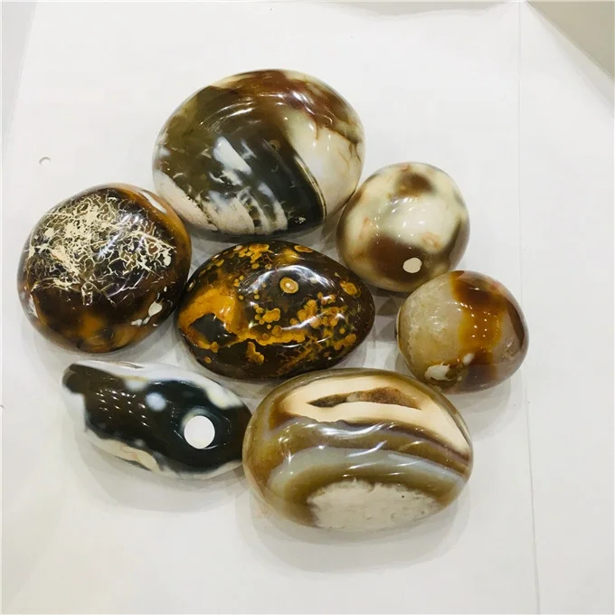 Madagascar Semi Precious agate crystal  polished agate palm stone for sale