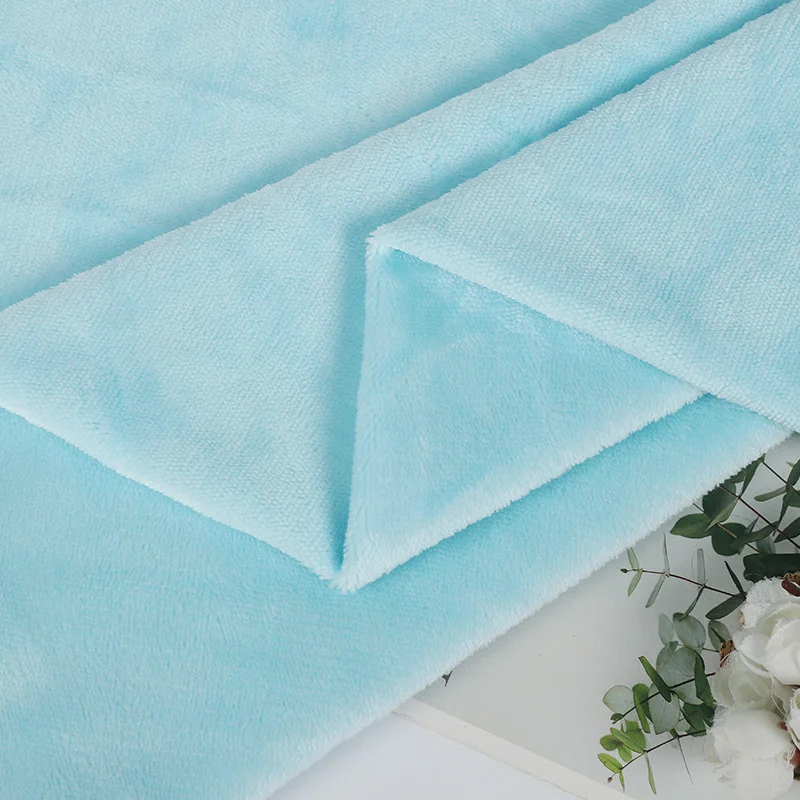 plain dyed soft smooth hand feel one sided 100% polyester pajamas blanket fleece warp knitted flannel fleece fabric