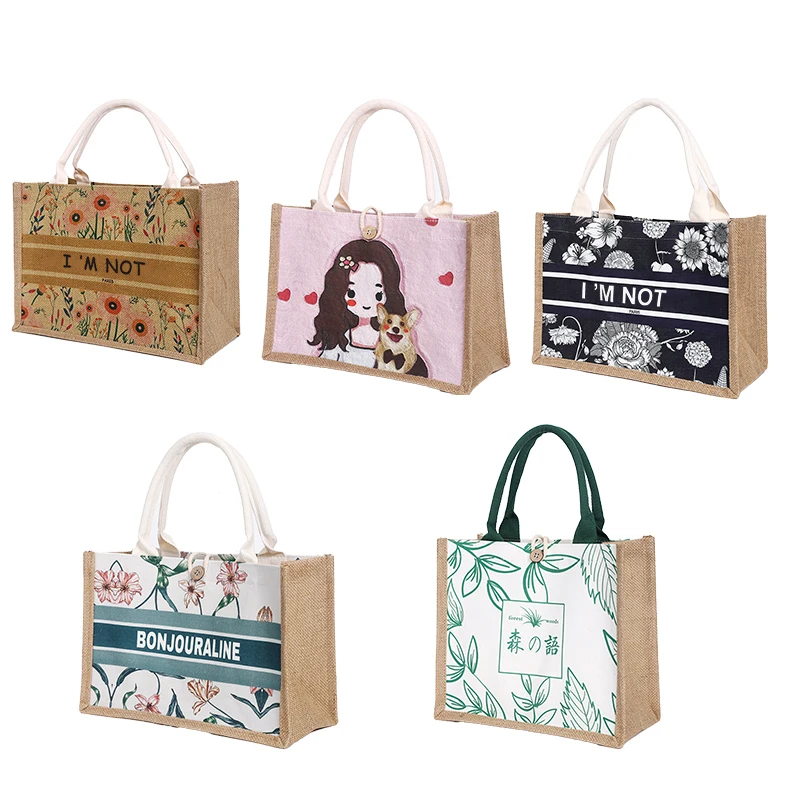 Индивидуальный логотип джутовый пляжный рекламный экологически чистый материал сумка для покупок Джутовая сумка