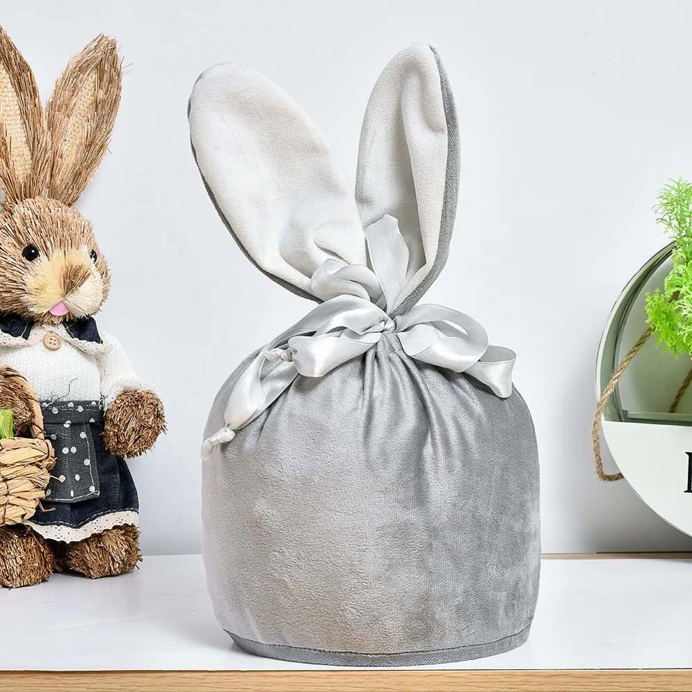 9 Colors Velvet Easter Bunny Bag Hot Selling Monogram Easter Gift Bag Blank Sublimation Bag for Kids Easter