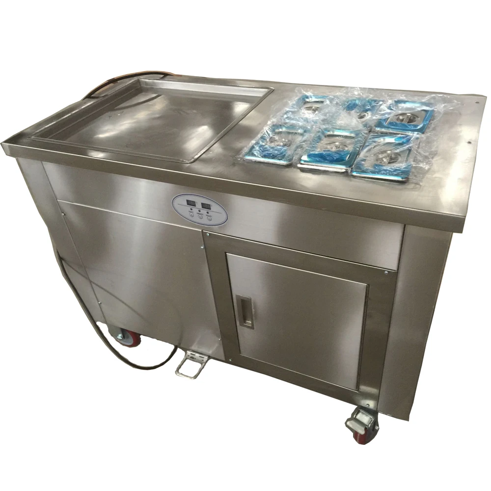 Stirring Fry Fruit Yogurt Fried Ice Cream Rolls Machine Single Pan With 6 Cooling Tanks