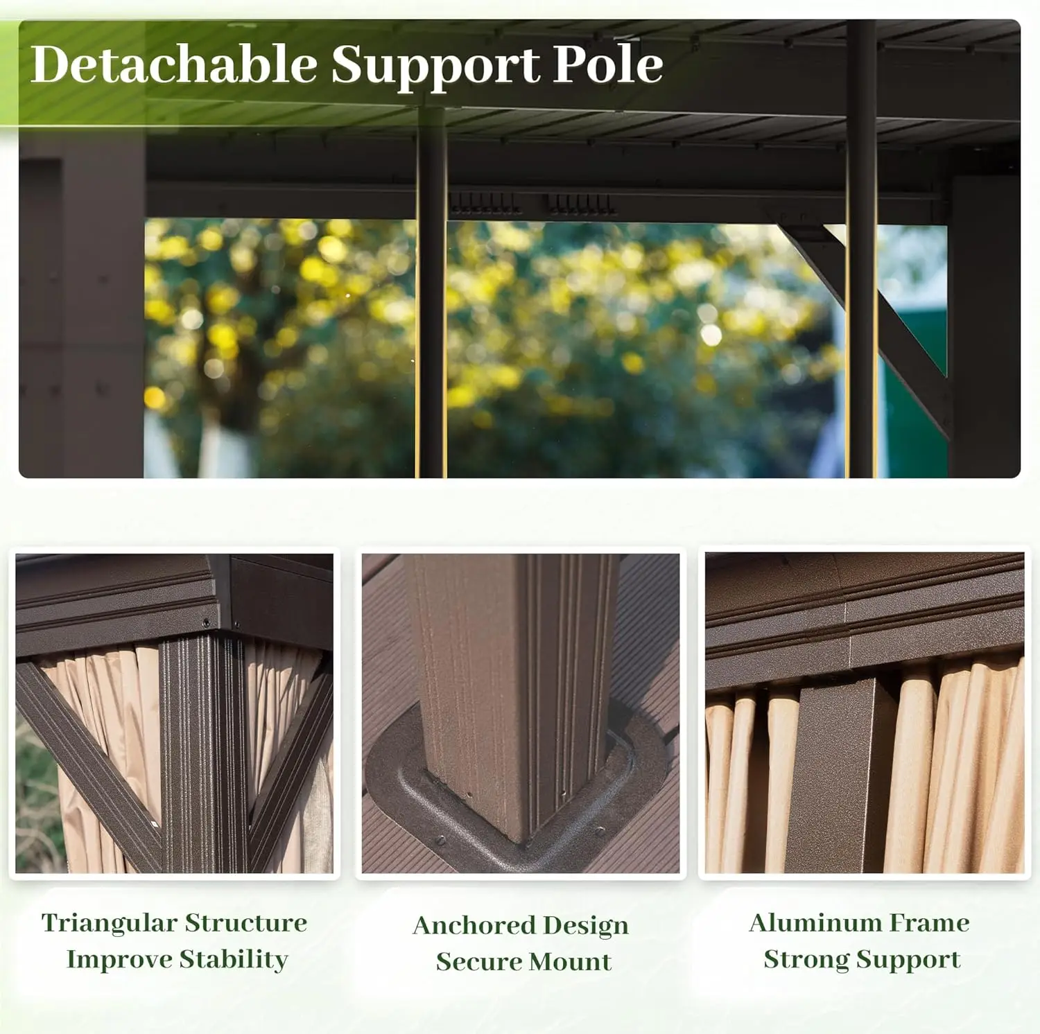 Double Roof Luxury Hard Top Gazebo Outdoor Aluminum Patio Garden Balcony Pergola with Mosquito Netting Canopy & Gazebo & Pergola