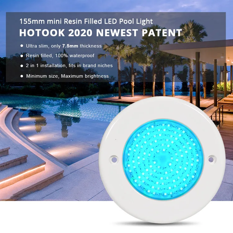 HOTOOK Tuya Smart 10W 18w 35w Remote Control DC12V Pool Light Ip68 Waterproof Rgb Underwater Submersible Led Swimming Pool Lamp